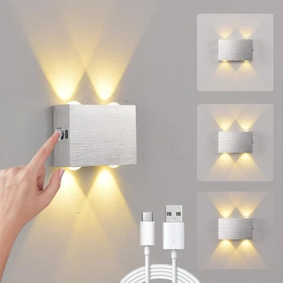 Applique Murale Sans Fil Rechargeable avec Interrupteur Tactile Lampe Murale - Photo 1/4