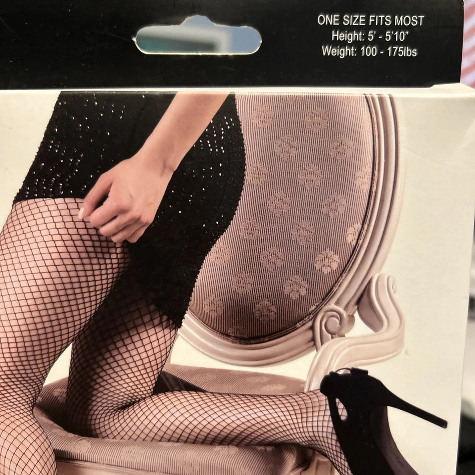 Yelete Killer Legs One Fits Most 100-175lbs Black Small Gauge Fishnet Pantyhose - Image 3 of 4