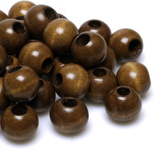 50Pcs 20Mm Wood Beads Large Hole Wooden Macrame Beads with Large Hole Brown Wood