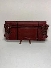 North Pole Trading Co Northwoods Red Pinecone 15” X 7” Serving Platter