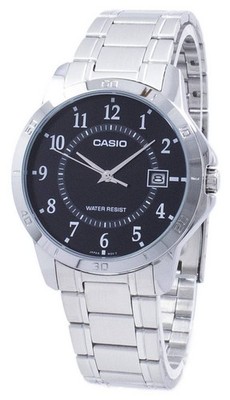 Casio Analog Stainless Steel Date Japan Mov't Quartz MTP-V004D-1B 30M Mens Watch
