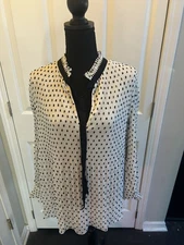 NWT Max Studio Women's White w/Black Polka Dot Blouse 2x 