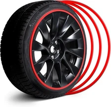 EVOOOR 4 pcs Alloy Wheel Rim Protectors/Guards~Prevents Curb Rash~ 21'', Red