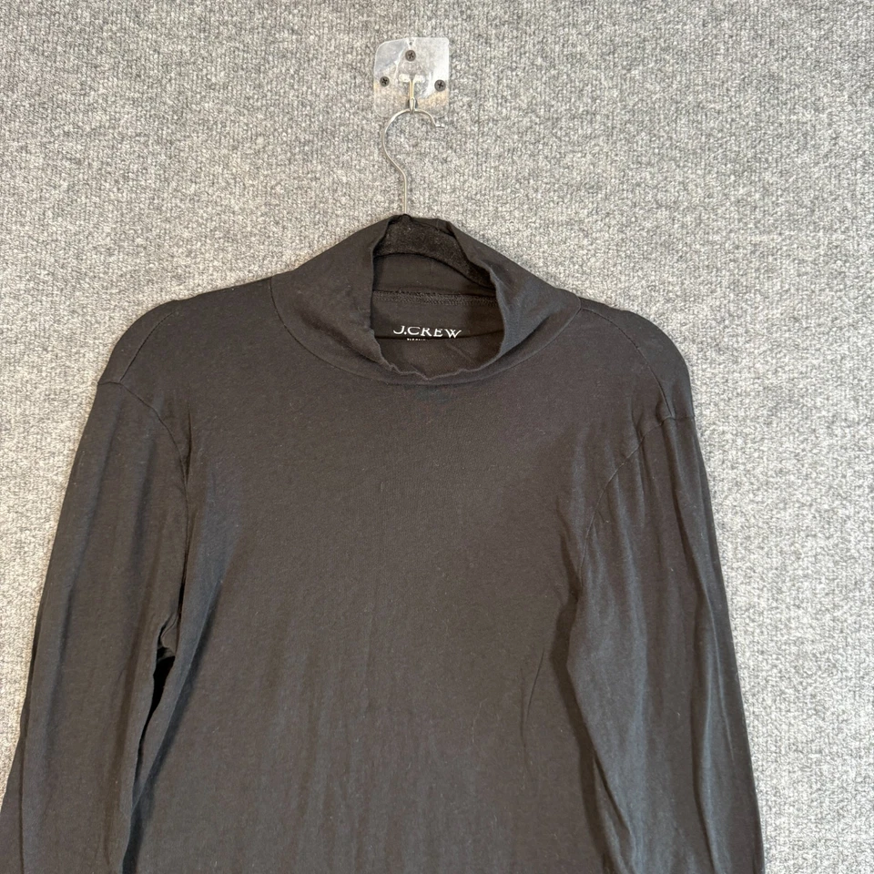 J. Camisa Crew Tissue Crepe Cuello Alto Mujer Grande Negra Manga Larga Elastizada Foto 3 de 4