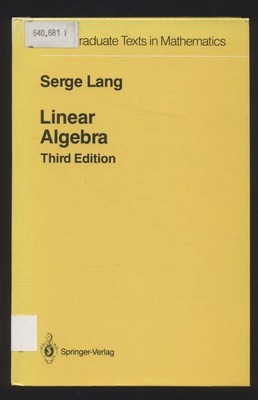 Linear Algebra Lang, Serge: