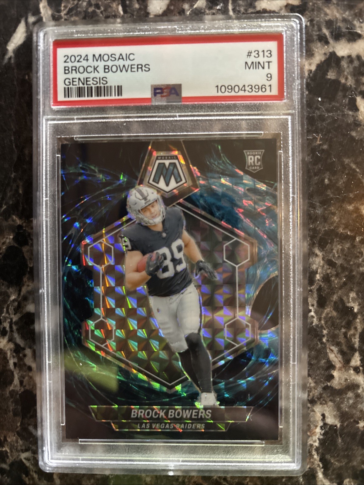 2024 Panini Mosaic - Rookies Brock Bowers #313 Genesis Mosaic Prizm (RC)