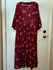 CITY CHIC Plus Size Boho Maxi Dress Size L/20 Floral Rosewood Pink