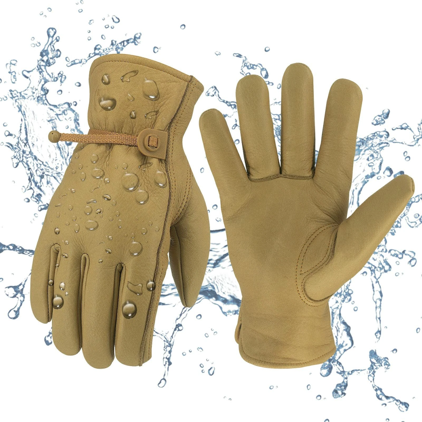 Leather Work Gloves Waterproof Gardening Gloves for Men & Women Tough Cowhide...