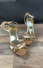 MICHAEL Michael Kors Brown Gold Metallic Strappy Open Toe Heeled Sandals Size 8M