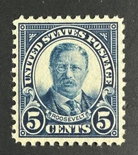 U.S. #557 1922 5c T. Roosevelt Regular Issue Mint OG NH MNH Decent Center CV $35