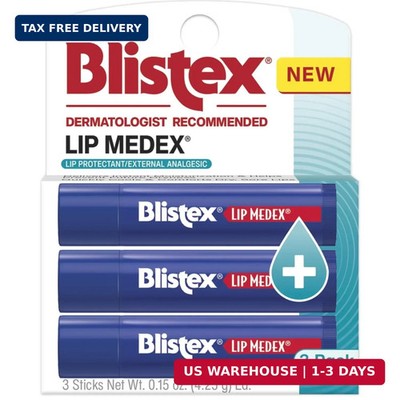 Blistex Lip Medex Medicated Lip Balm, 24 Hr Moisture, 0.15 oz, 3 Count | Quickly