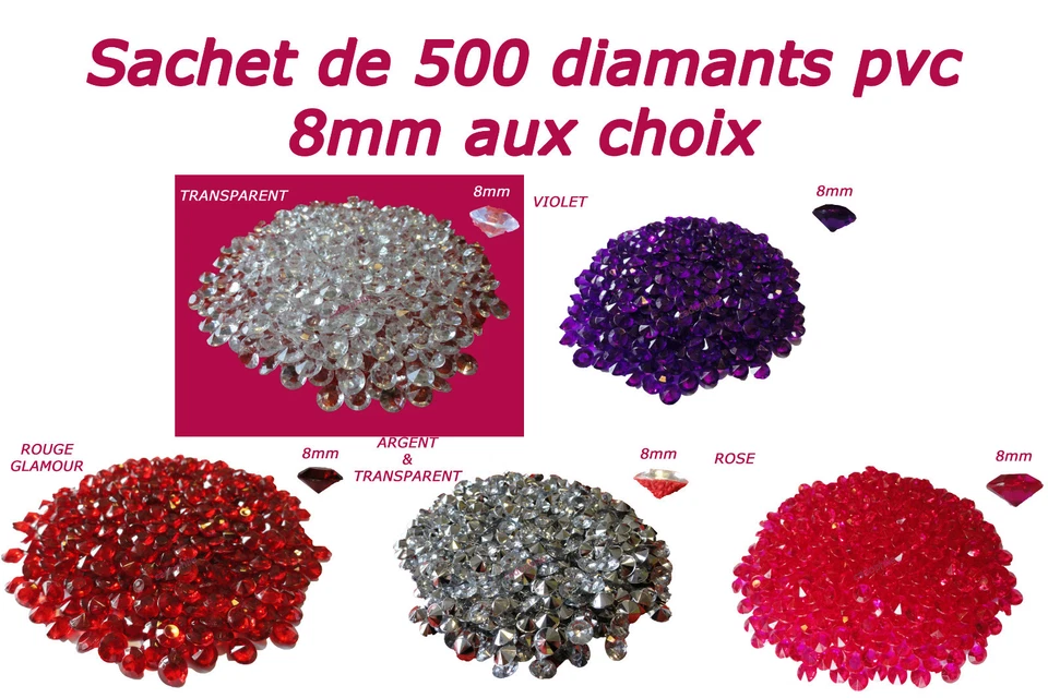 LOT 55grs DIAMANTS PVC 8mm DÉCORATION DE TABLE toutes occasions environ 500pcs - Photo 1/1
