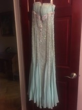 Tony Bowls Blue Pre-owned pageant gown Size 6 beaded  long