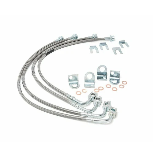 Rough Country Extended F&R Stainless Brake Lines for 07-18 Jeep Wrangler JK