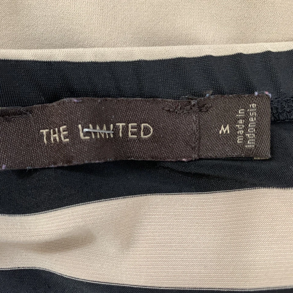 The Limited 女式吊带上衣 M 码黑色棕褐色条纹弹力夏季 NP5 — 第 3/4 张图片