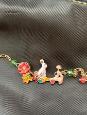 Easter Bunny And Floral Enamel Plated Necklace