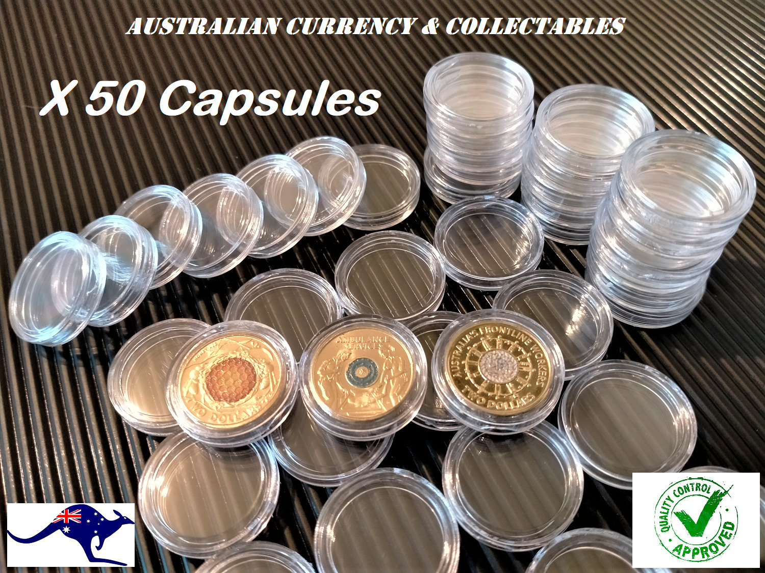 🔥 Two Dollar Coin Holder 21mm x 50 Capsules Australian $2 Dollar Display Case