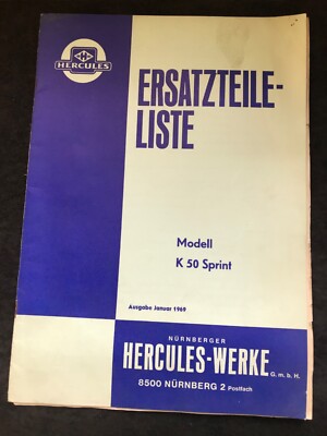Ersatzteilliste Hercules K50 Sprint  Januar 1969