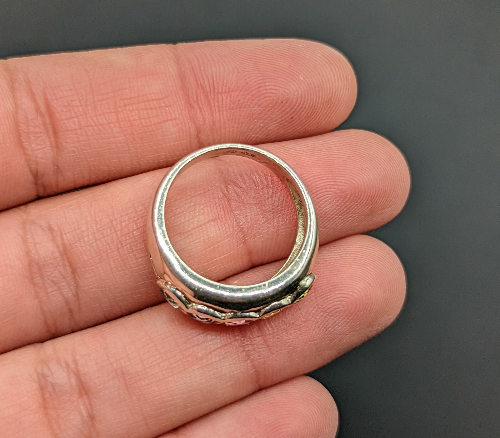 Multi Round Gemstone Multicolor Sterling Signed R… - image 9