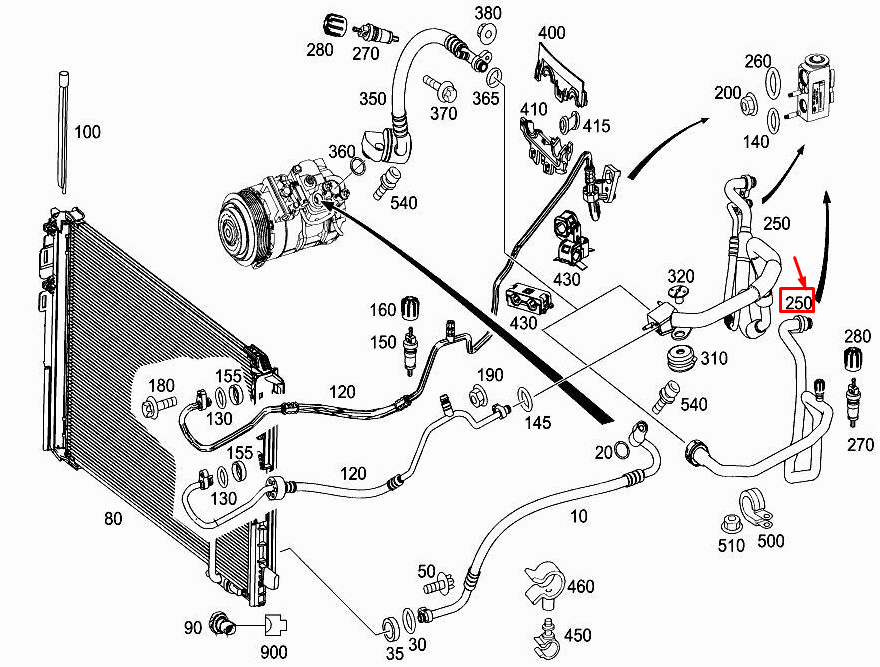 MERCEDES-BENZ E Cabrio A207 A/C Refrigerant Line A2048304516