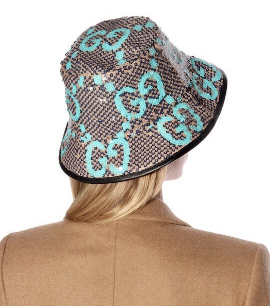 New Without Tags!!! GUCCI Bucket GG Logo Sequined Hat Size S  display picture 1