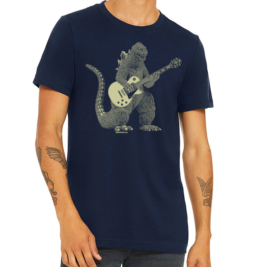 Camisa para tocar la guitarra Godzilla, camiseta Kaiju para hombre, camiseta genial de dinosaurio, lagarto Foto 4 de 4