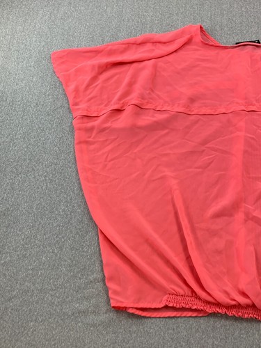 Lane Bryant Sheer Tunic Blouse Top Womens 22/24 Coral Orange Pleated Front Flowy - Picture 5 of 11