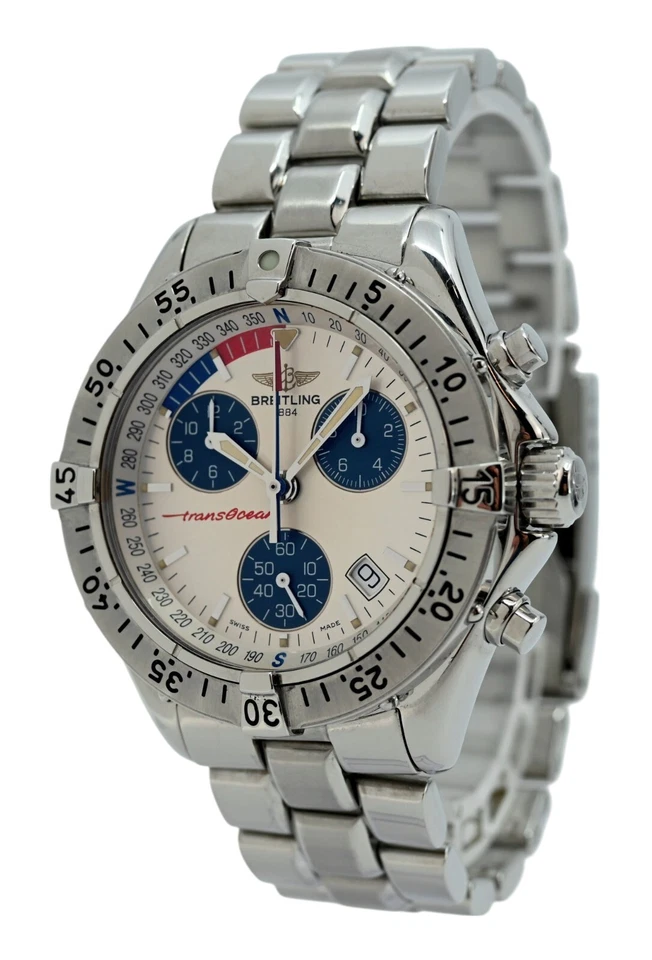 Reloj suizo cronógrafo Breitling 41 mm para hombre Transocean Yacht Timer SS - ¡A53340! Foto 3 de 4