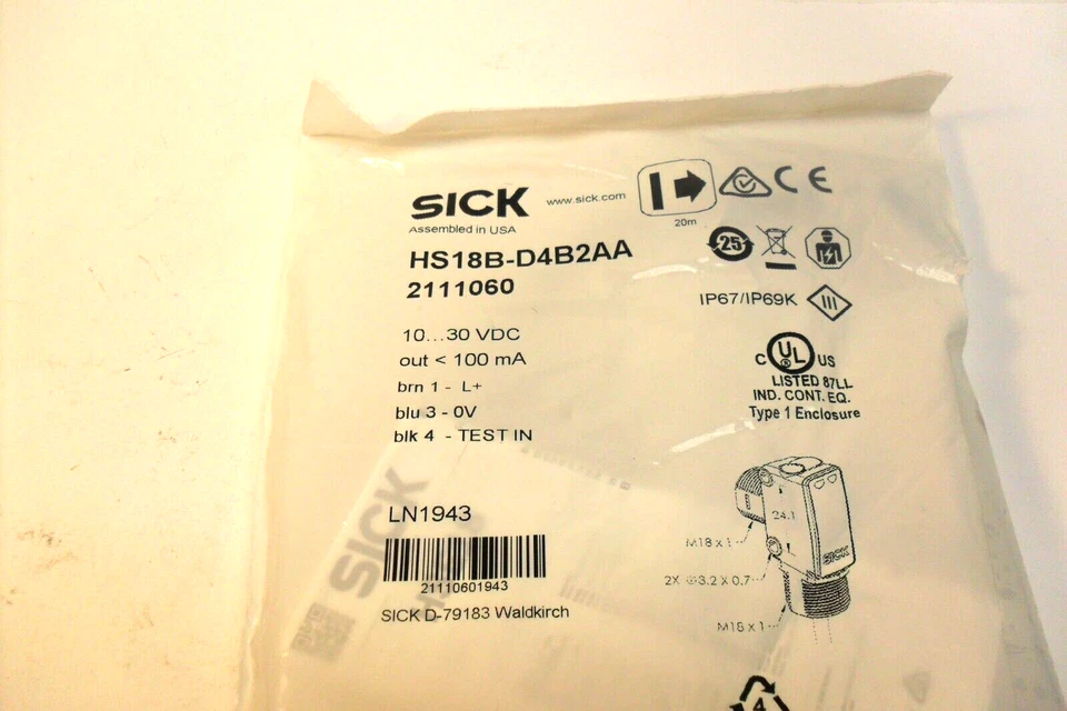 SICK HS18B-D4B2AA - 2111060 - Sealed Factory Bag - Image 3 of 3