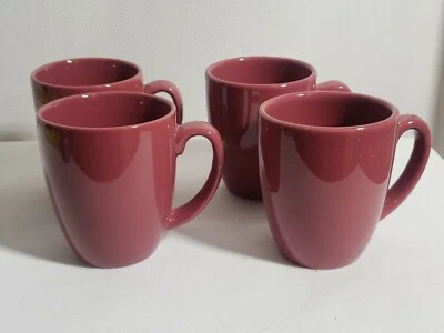Set of 4 BRAND NEW Corelle Stoneware DUSTY ROSE MAUVE PINK Coffee Mugs