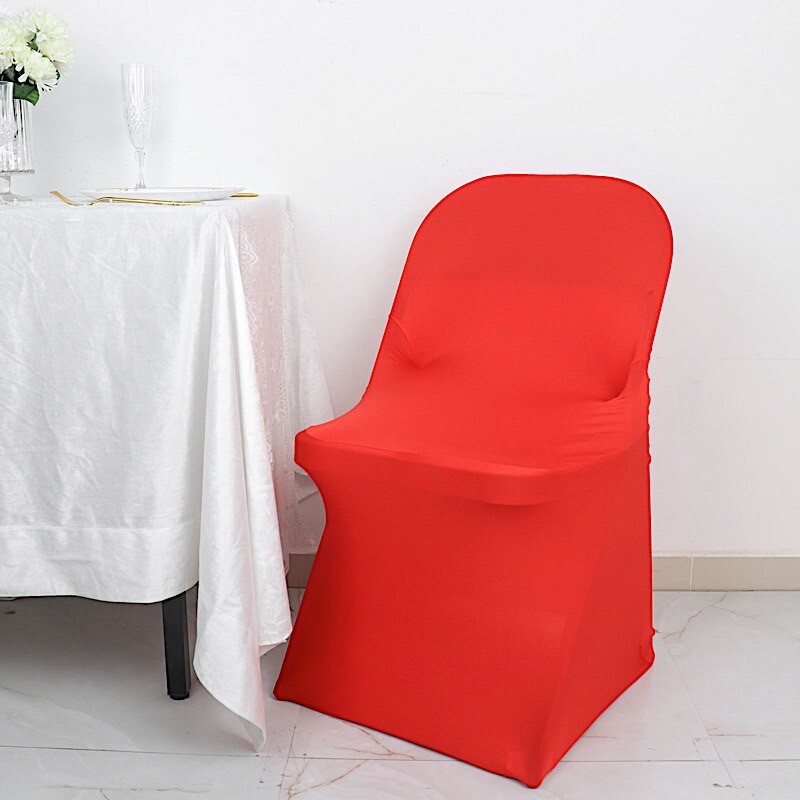 RED Satin Rosette Stretch Fitted Spandex Folding CHAIR COVER Party Events