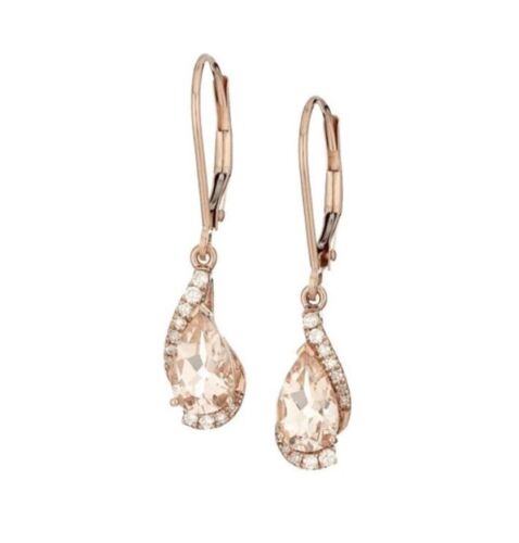 1.60 Ct Morganite Diamond Earrings 14k Rose Gold … - image 1
