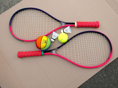   RACKET-SET 2 Tennis-Schläger +4 Bälle  Aluminium Multicolor