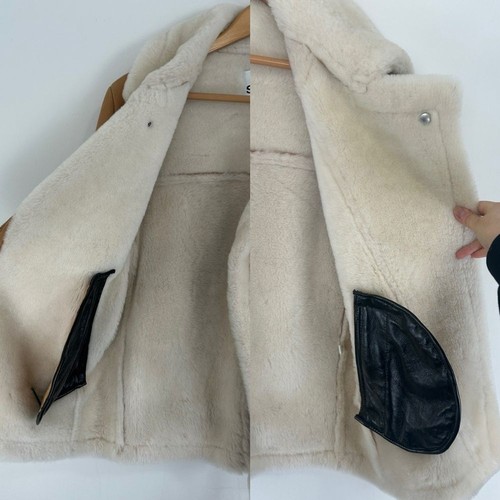 Acne Studios Velocite Lamb Shearling in Tan and White Shearling Jacket - Picture 7 of 8