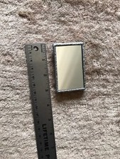 Very Neat compact Pocket makeup mirror rectangle Metal Frame d. w. flowers 3"L