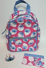 Disney Lilo & Stitch Mini Backpack Bag Card Holder & Key Chain Gift Set Bioworld