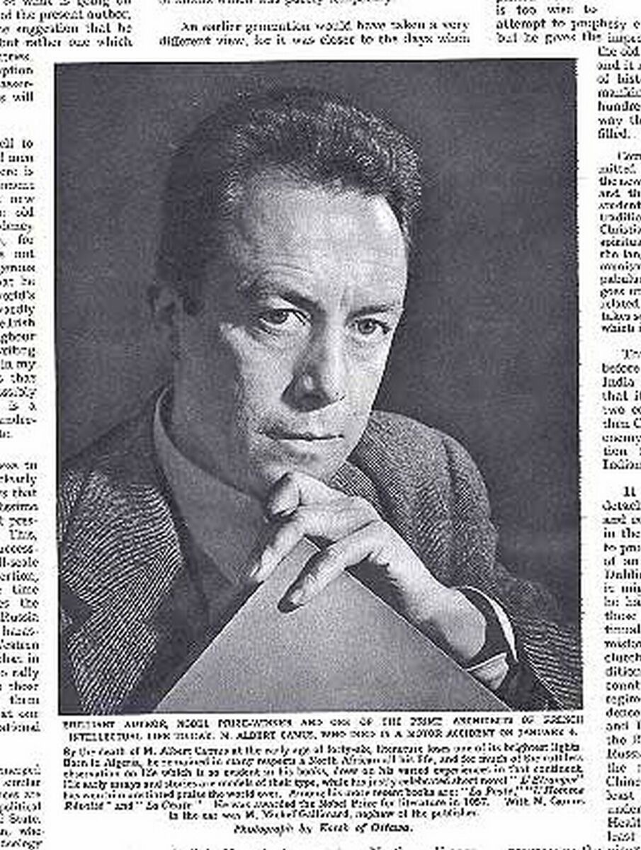 ALBERT CAMUS 1960 DEATH ANNOUNCEMENT PHOTO FEATURE ALBERT CAMUS 1960 DEATH ANNOUNCEMENT PHOTO FEATURE