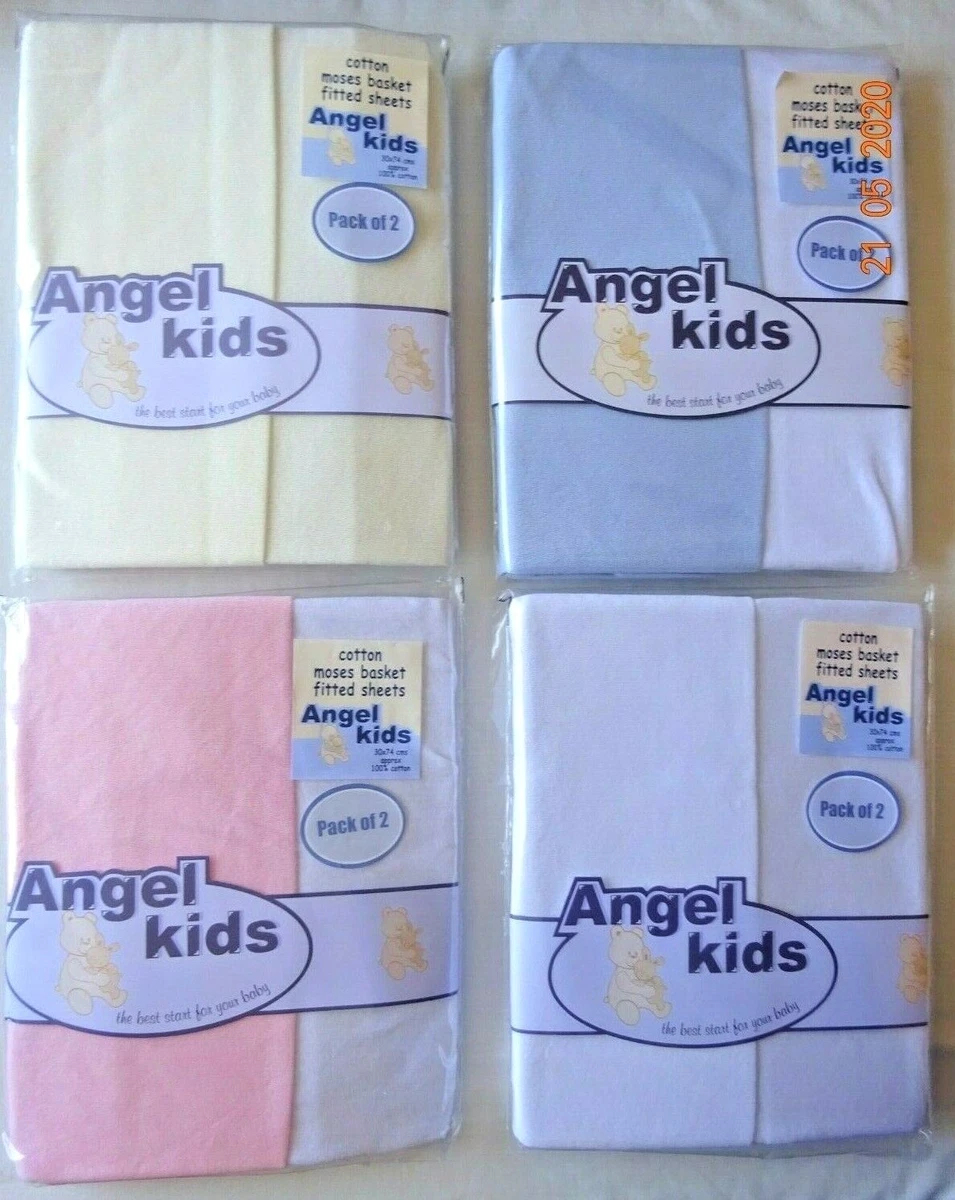 FITTED MOSES BASKET FITTED SHEETS 100 COTTON PACK OF 2 BABY