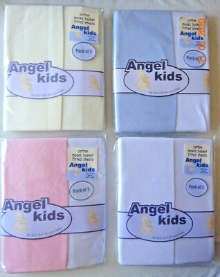 SPANNBETTLAKEN MOSESKORB SPANNBETTLAKEN 100% BAUMWOLLE 2ER PACK BABY KINDERZIMMER BETTWÄSCHE