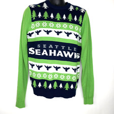 Seattle Seahawks Ugly Christmas Sweater Men's Size Medium Green NFL Team Apparel