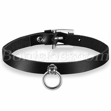 Women Girls Choker Collar Ring O Leather Necklace Charm Gothic Punk Adjustable