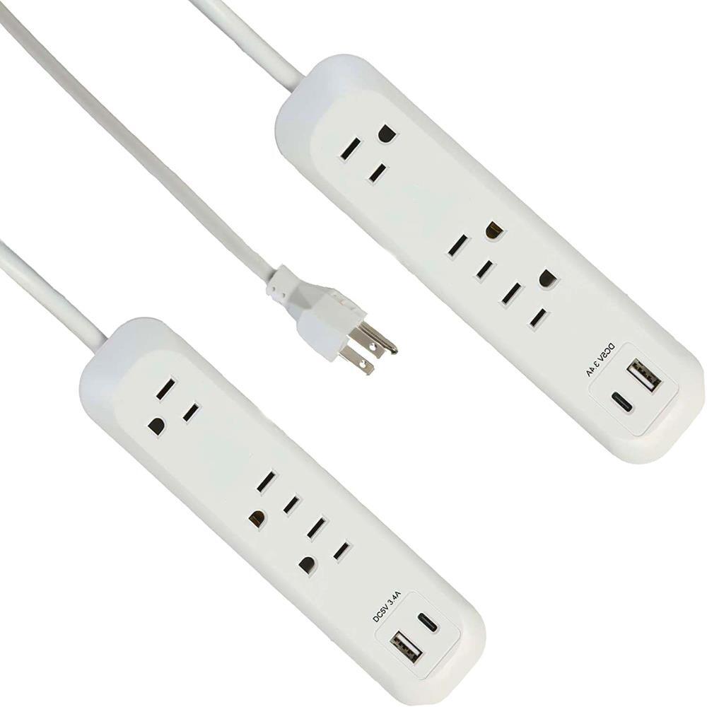 Surge Protector Power Strip with 3 Outlets USB Type-C Port 6ft Extension Cord