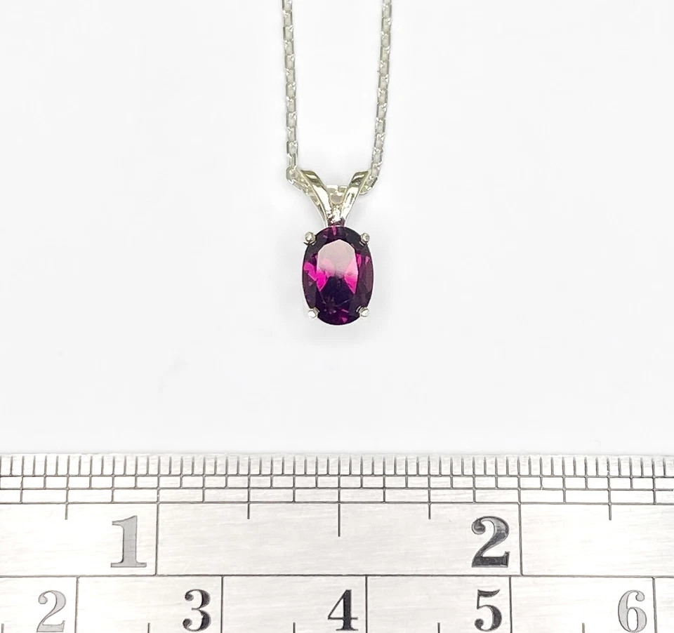 Sterling Silver 7 x 5 mm Oval Wine Pyrope Garnet Pendant with Chain Necklace - Image 2 of 3
