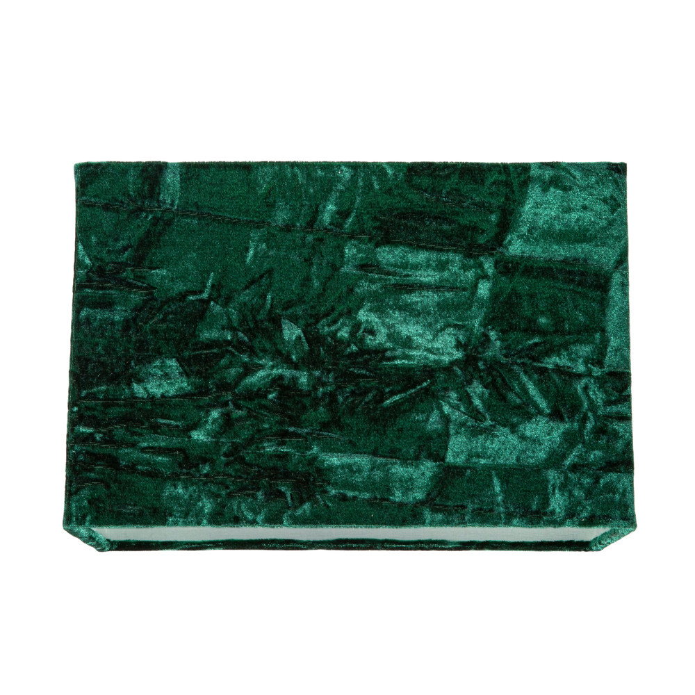 Contemporary Designer Forest Green Crushed Velvet Fabric Rectangular Lamp Sha...