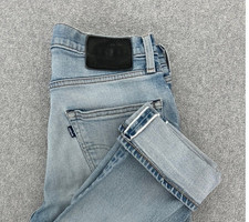 Levis 502 Selvedge Jeans Mens 29x31 Taper Light Wash Blue Japan Big E Whisker