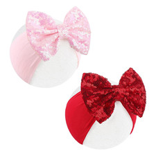 Valentines Day Pink Bows for Girls Sequins Large Bows Red Headband Toddler Glitt