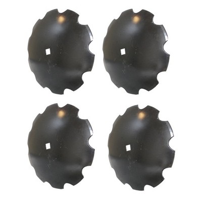 4 Pack Aftermarket Notched Disc Harrow Blades 16'' fits 1'' x 1 1/8'' Square Axle