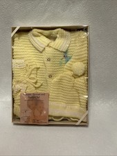 Vintage Knit Sweater Bonnet And Booties Set By Sears Size 1B Brand New Sealed