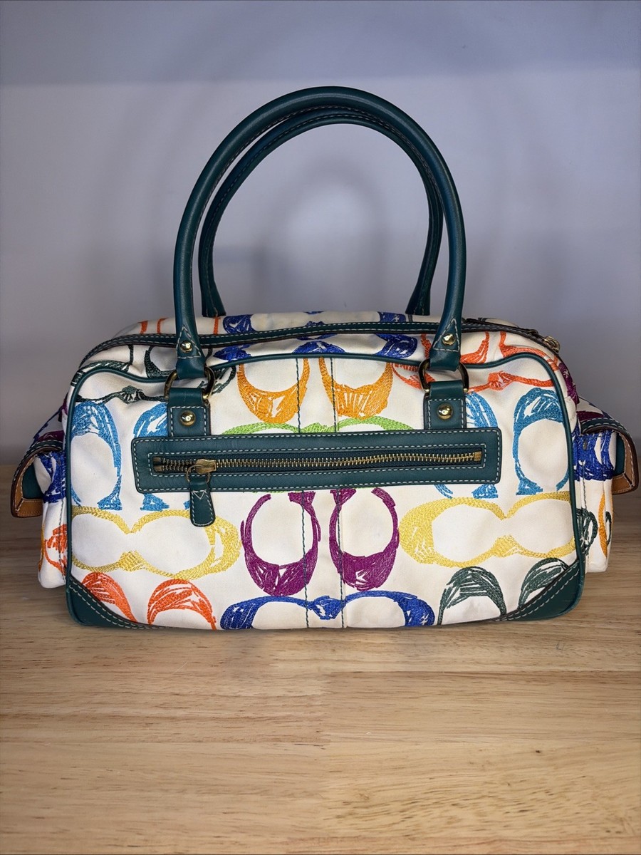 Y2K Vintage Coach Embroidered Signature C Multicolor Scribble