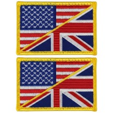 USA UK Flag British American Flag Morale Patch 2PC Hook Backing 3"X 2"